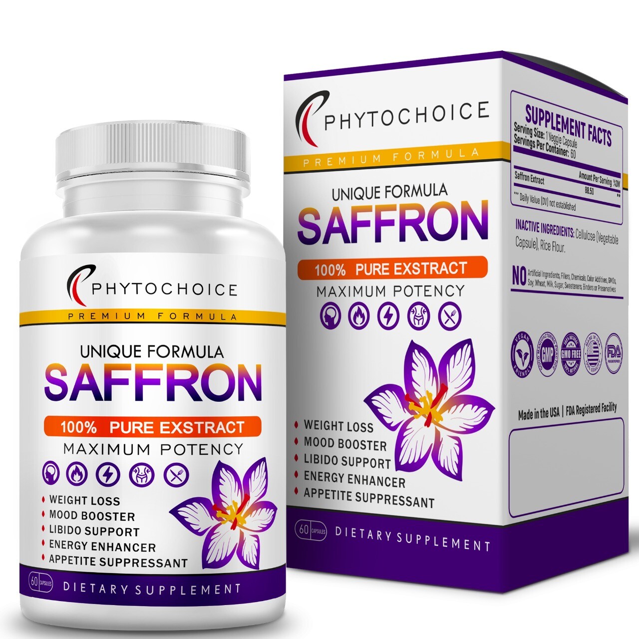 Saffron Extract-Weight Loss Appetite Suppressant Saffron Capsules for Men Women
