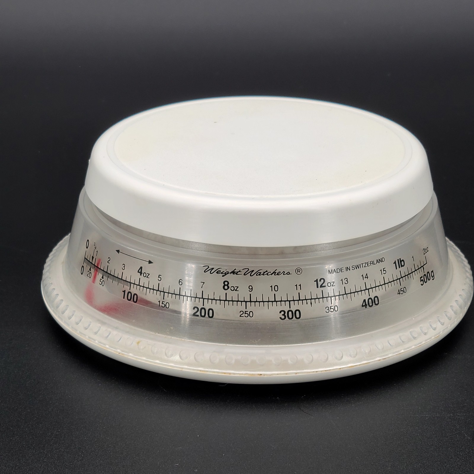 1990 Vintage Weight Watchers Round Food Scale Switzerland Works Clean