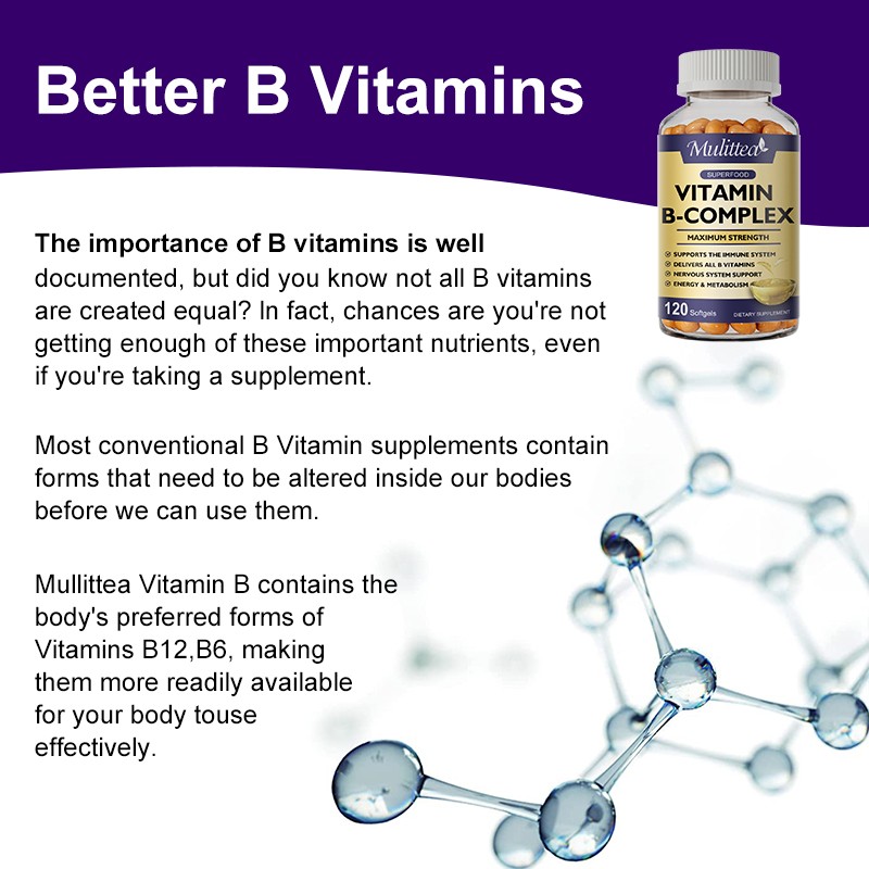 1/2/5X Vitamin B Complex Supplement – Super B Vitamin, Immune Boost, Energy