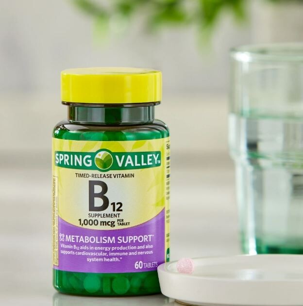 Spring Valley Timed-Release Vitamin B12 Tablets, 1,000 mcg, 60 Count