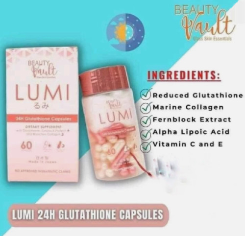 Beauty Vault LUMI 24H Glutathione Capsules, 60 Capsules