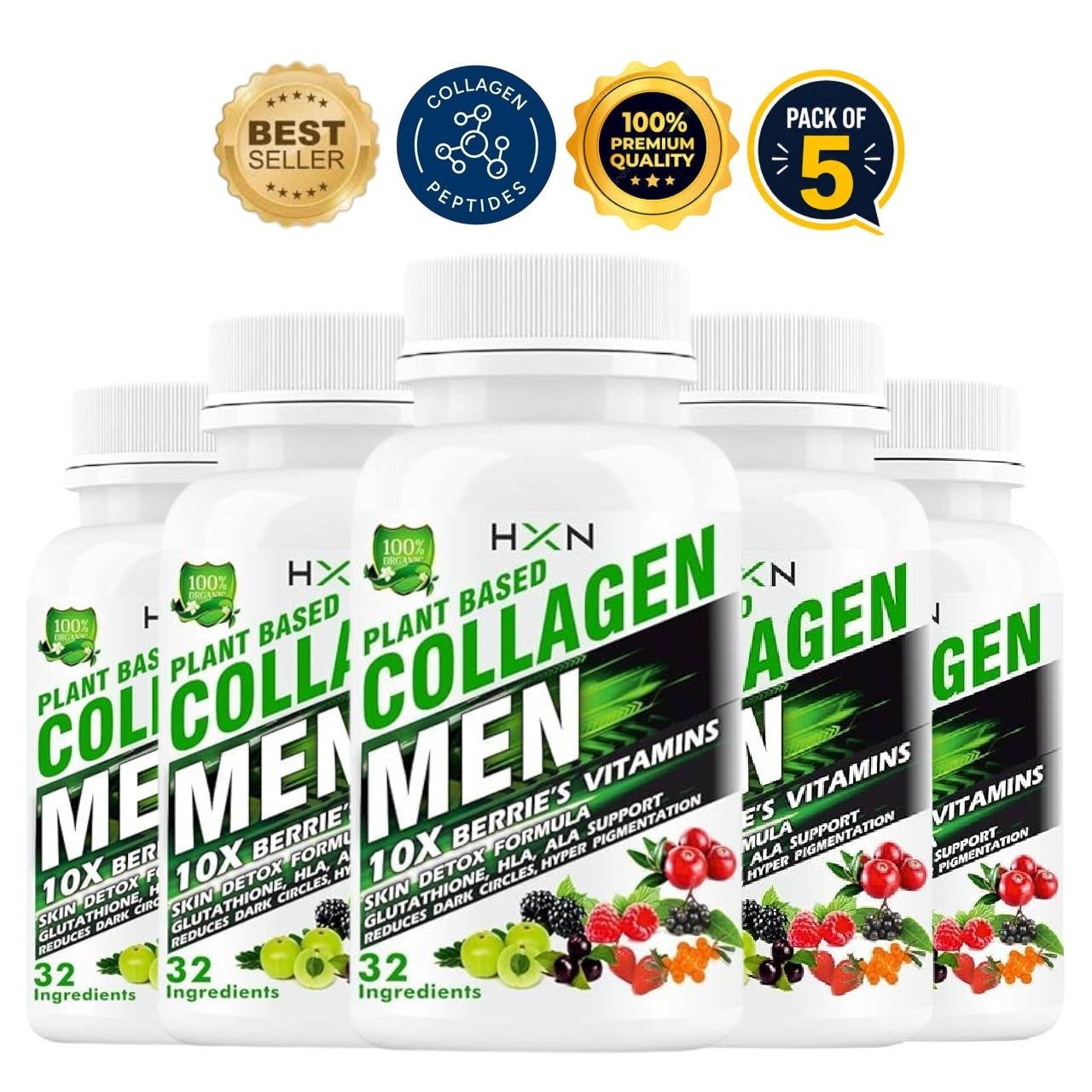 5 Pack H.XN Collagen Glutathione Tablets 60 Count