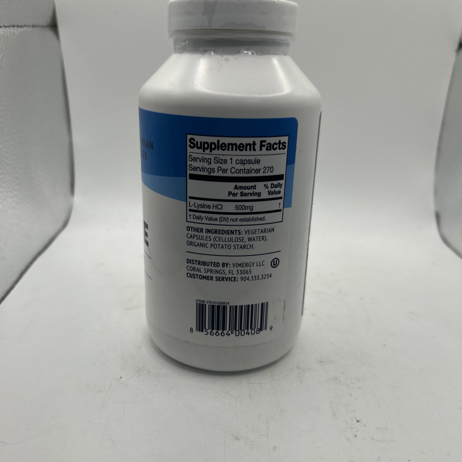Vimergy L-Lysine 500MG Capsules, 270 Servings – Supports Immune System