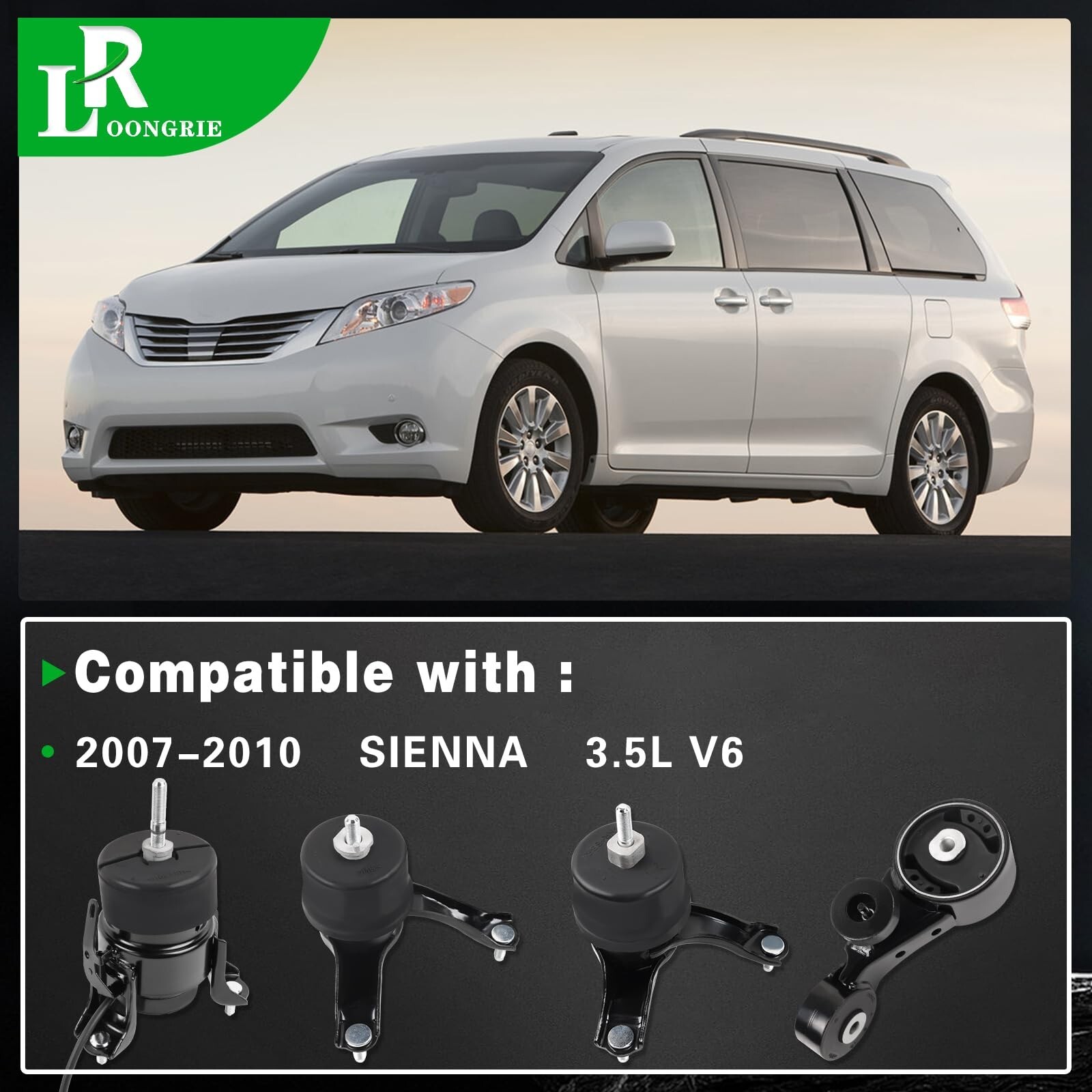 Engine Motor and Transmission Mount Kit Compatible with 2007-2010 Sienna 3.5L…
