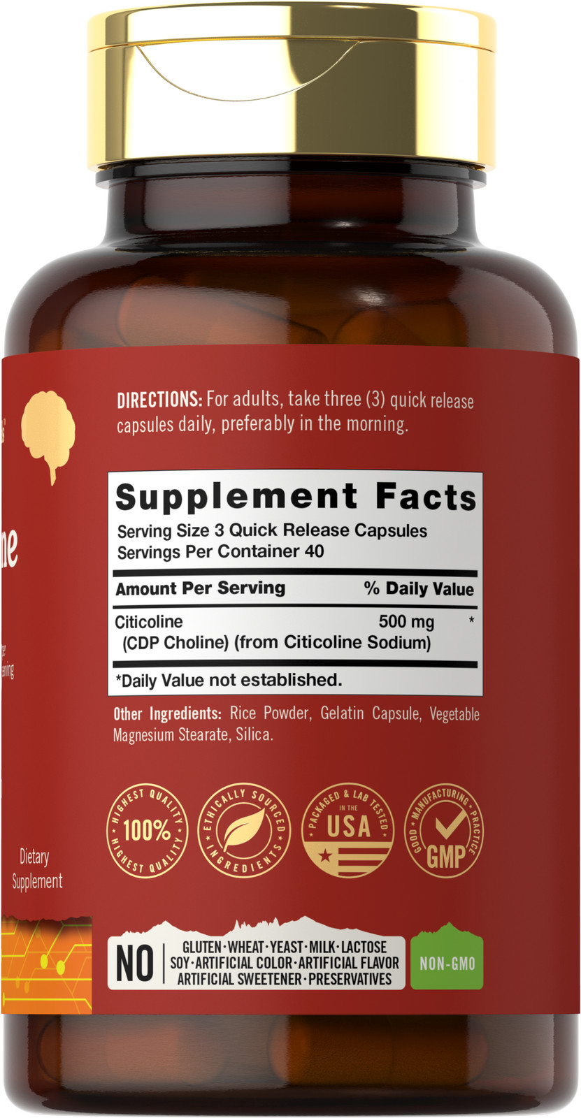 Citicoline 500mg | 120 Capsules | CDP Choline Supplement | by Tahoe Nutritionals