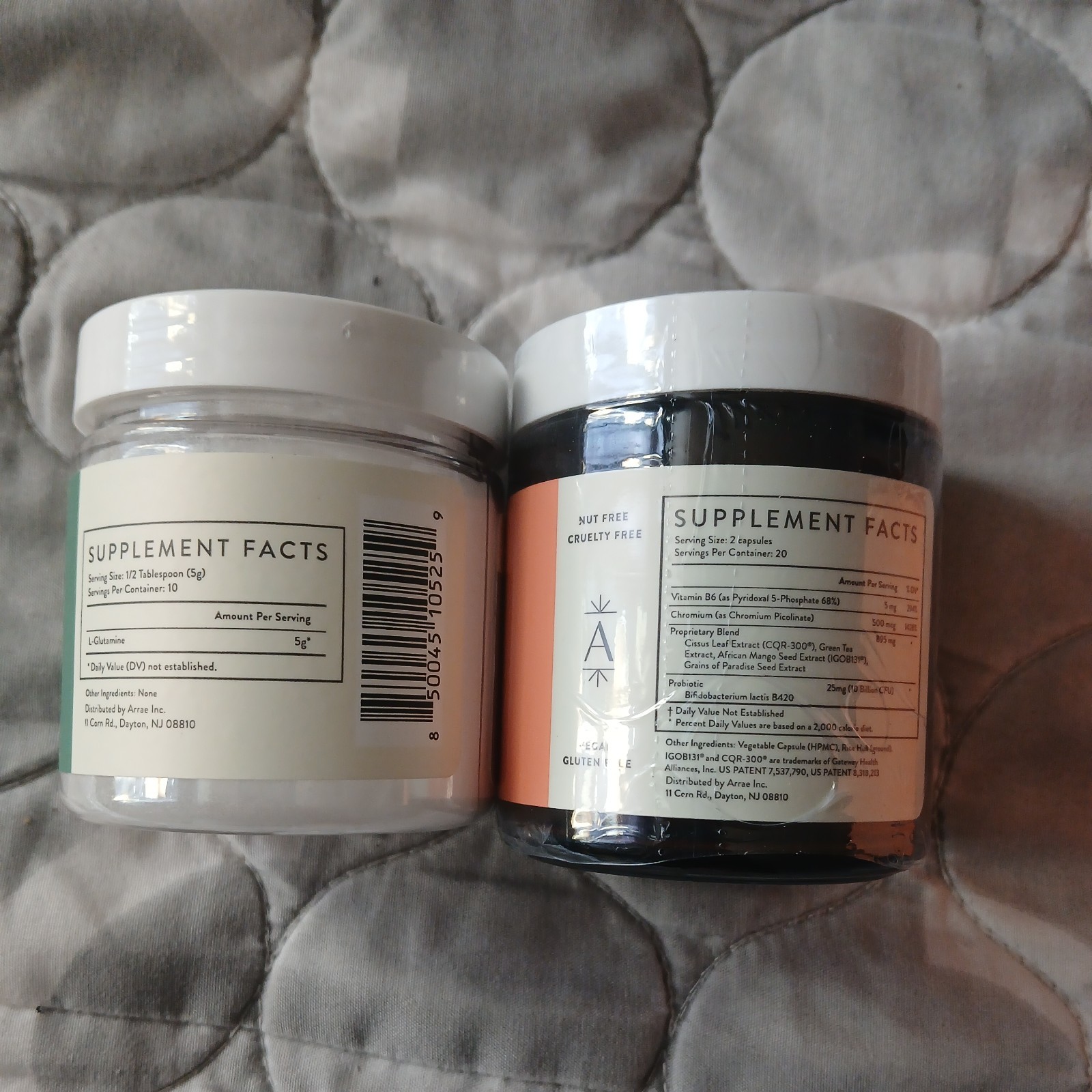 Arrae Duo: L Glutamine 1.76 oz + Natural Energy & Overall Health Support 40 caps