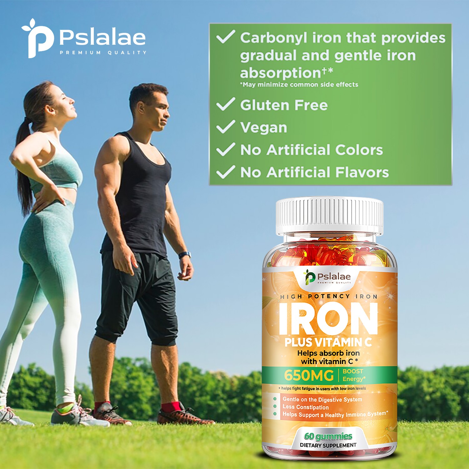 Iron Supplements 650mg – with Vitamin C – Absorbs Easily Raise Hemoglobin Levels