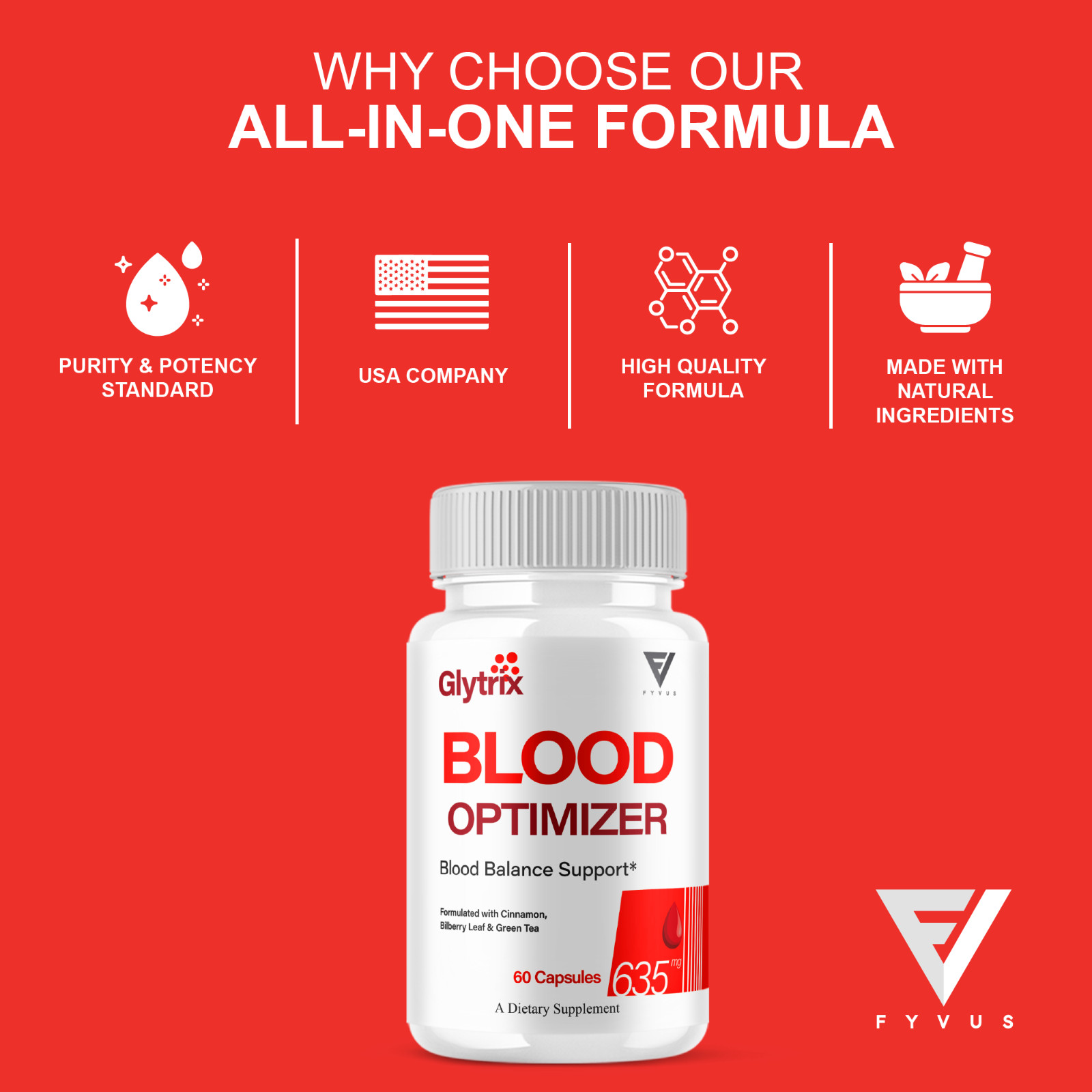 Glytrix Premium Blood Support, Glytrix Advanced Pills (60 Capsules)