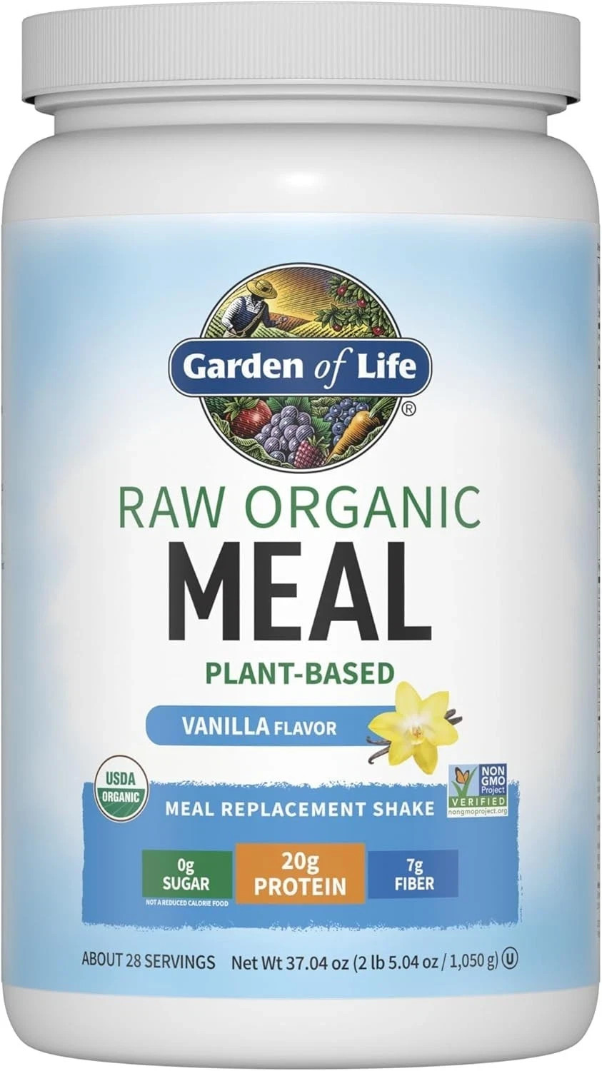 Garden of Life Meal Replacement Shakes, Raw Organic, Vanilla Protein Powder with