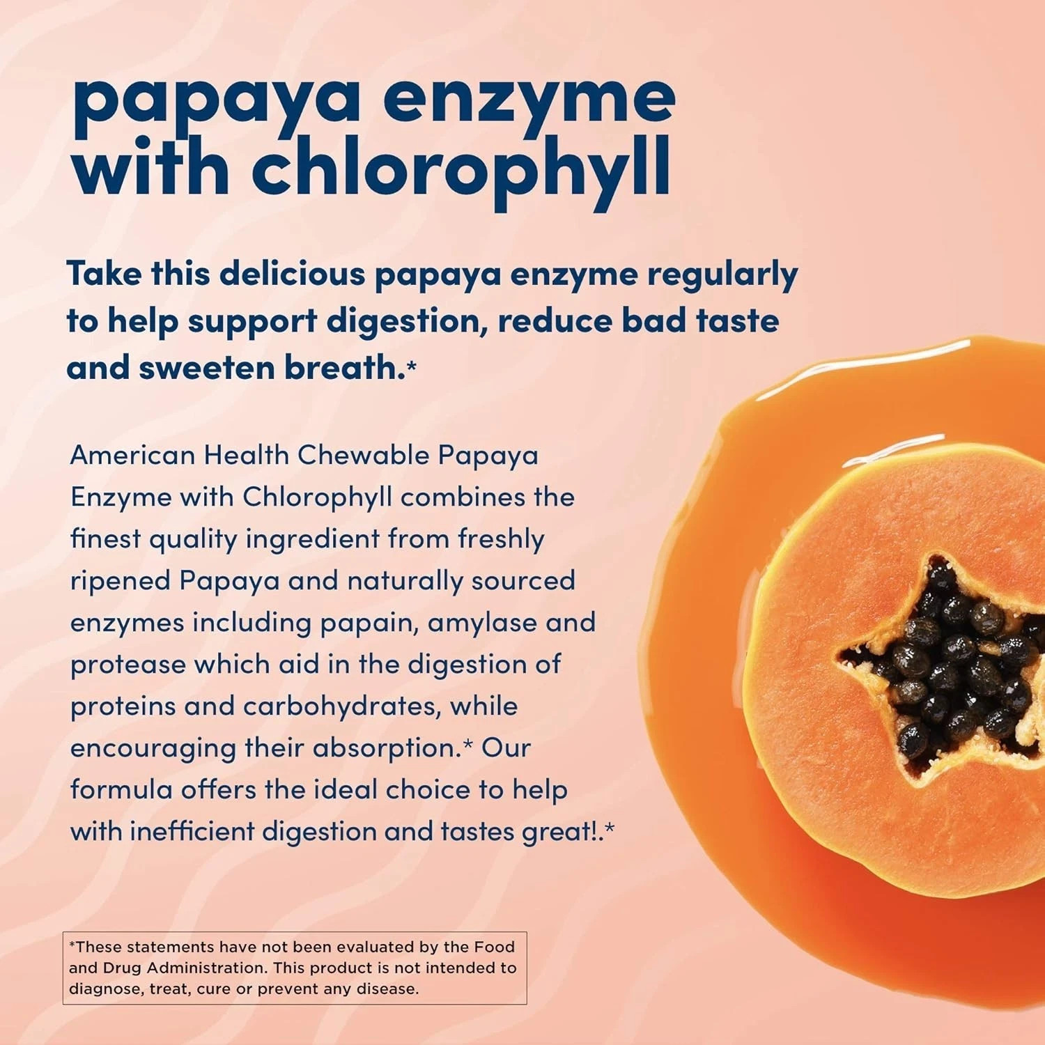 American Health Chewable Papaya Enzyme with Chlorophyll – 600 Tabs (Pack of 3)