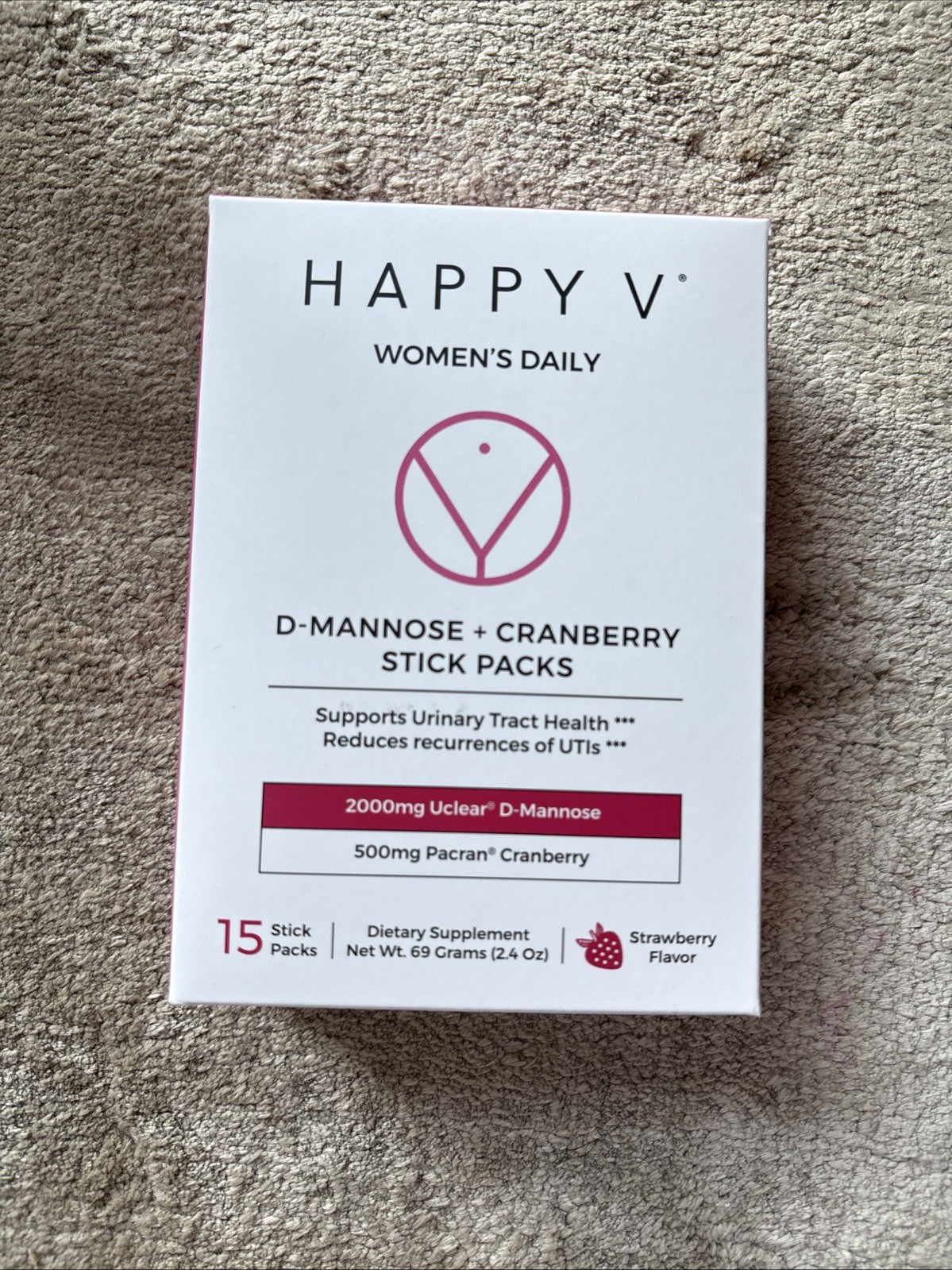 Happy V Women’s Daily Box Open 15 Stick Packs Exp 5/26 UTI Health – New In Box