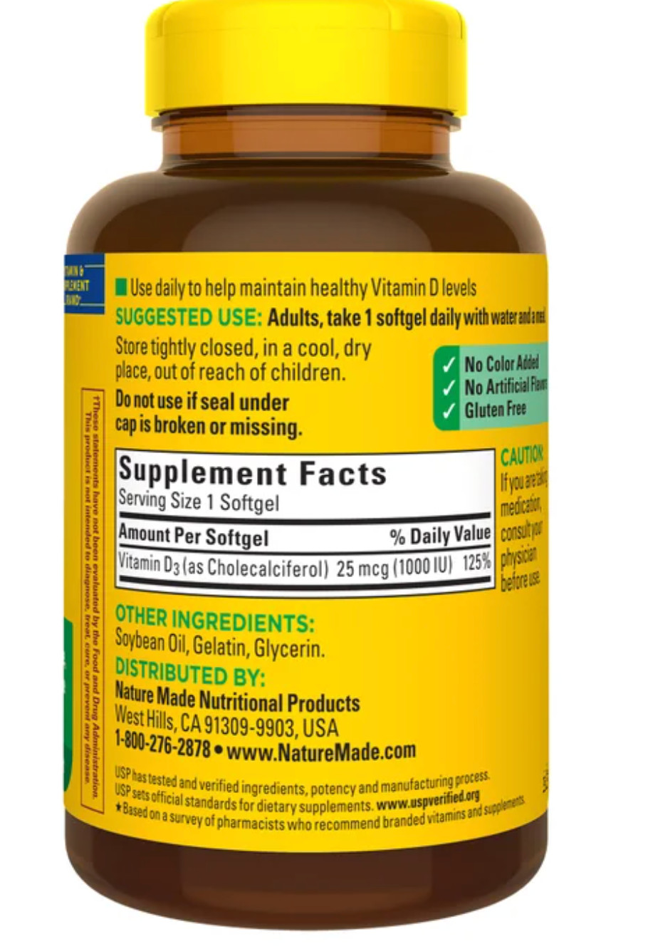 Nature Made Vitamin D3 1000 IU 650 Softgels Immune & Bone Support