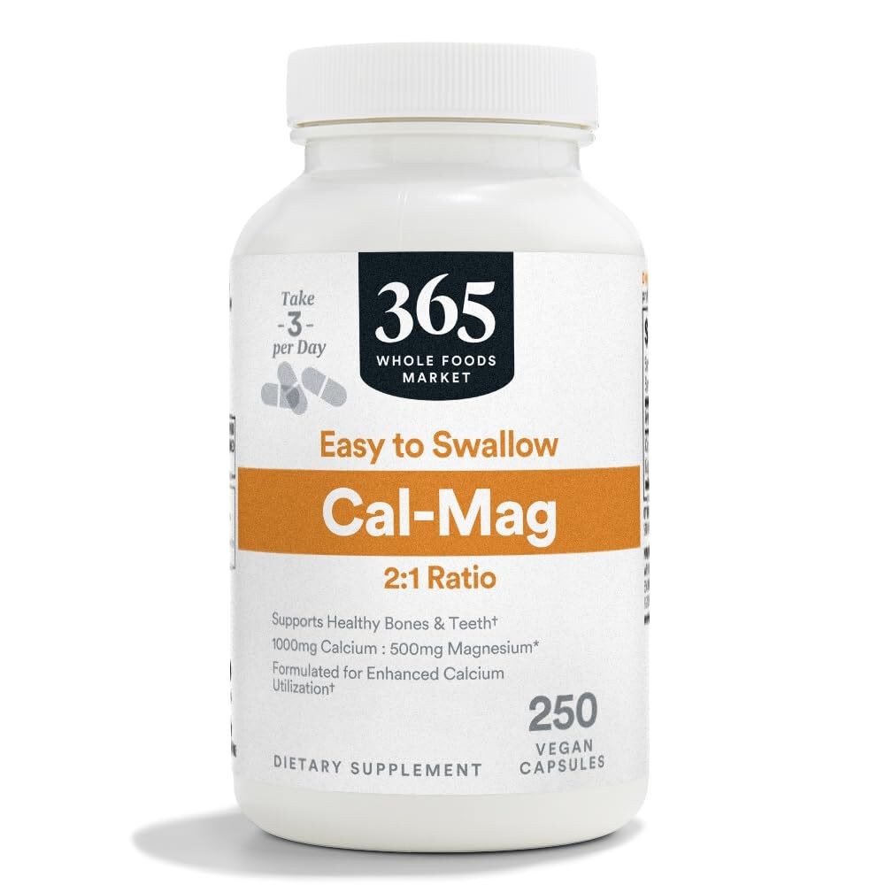 2/28 365 by Whole Foods Market, Cal-Mag 2:1 Ratio, Easy-to-Swallow Vegan Capsule