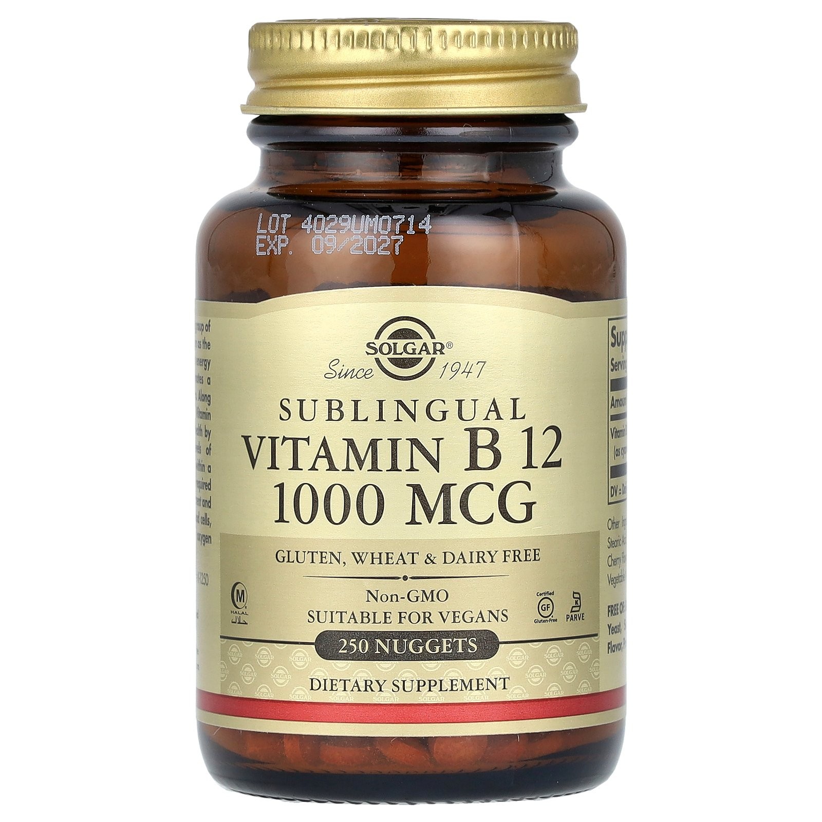 Sublingual Vitamin B12, 1,000 mcg, 250 Nuggets