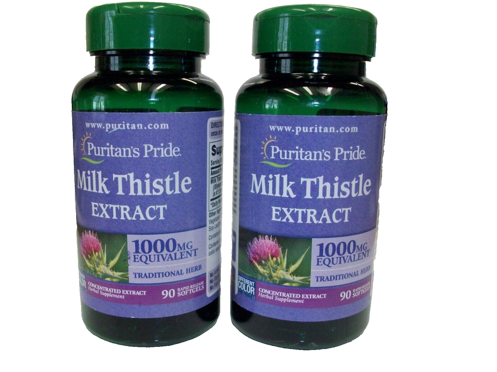 Puritan’s Pride Milk Thistle Extract 1,000 mg 90 Softgels Pack of 2