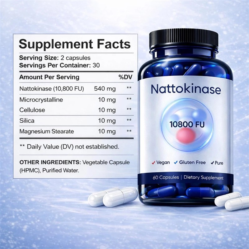 Quality Nattokinase Supplement – 10800 FU 60 Capsules Per Serving Heart Circulat