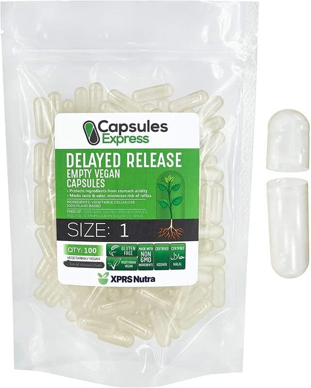 XPRS Nutra Size 1 Delayed Release Empty Vegan Capsules Pills Vegetable DIY