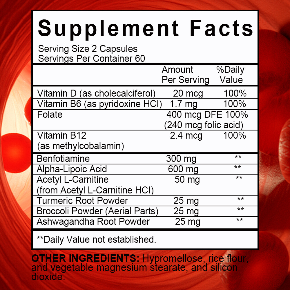 Premium Nerve Support Supplement – 120 Capsules