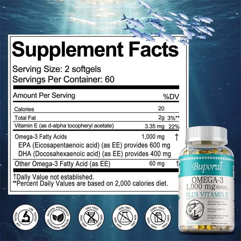 Omega 3 120pcs – Eye Health, Helps Brain Development and Cardiovascular Health