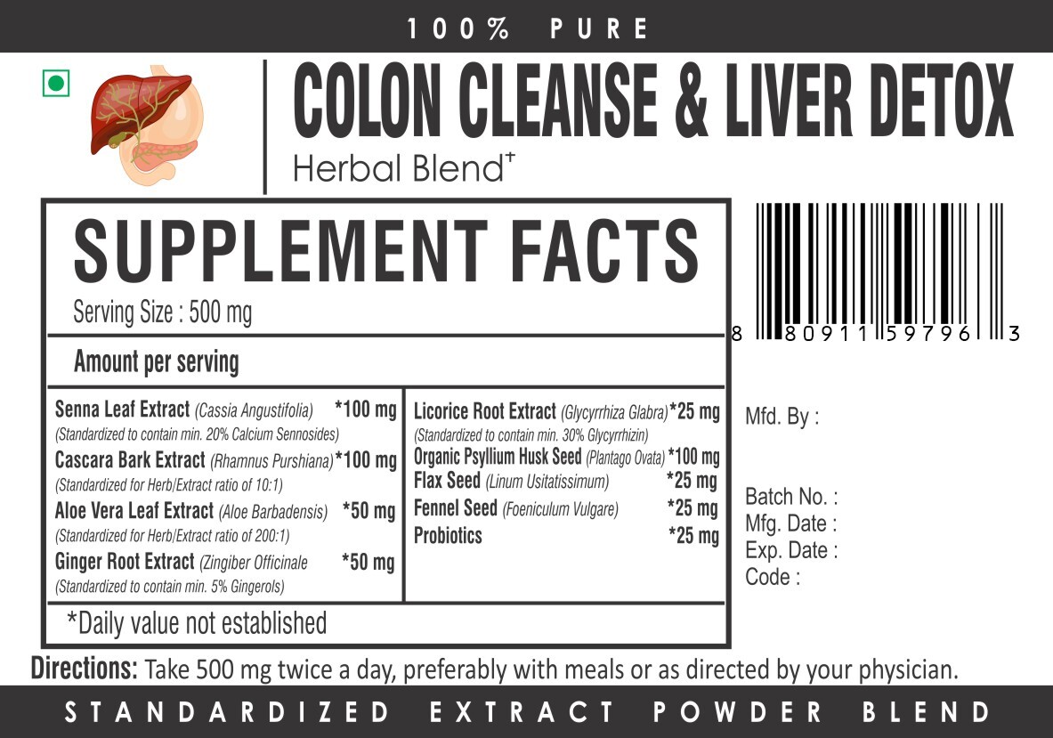 Herbadiet Colon Cleanse Detox Pills with Probiotics for Weight Loss and Slimming