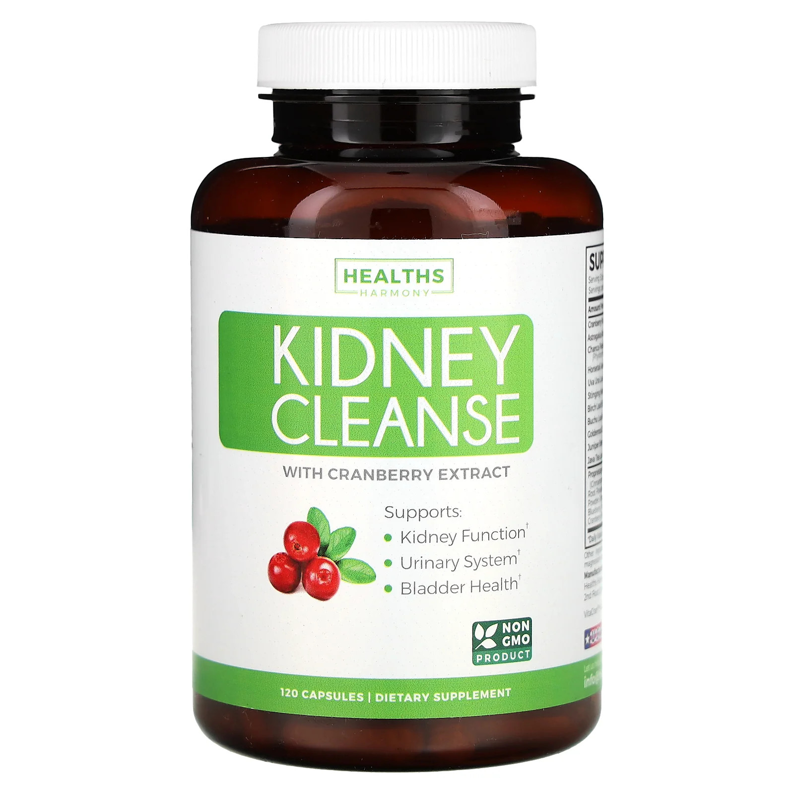 2 X Healths Harmony, Kidney Cleanse With Cranberry Extract, 120 Capsules
