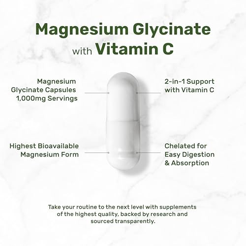 Magnesium Glycinate 500mg 240 Capsules Vitamin C Supplement