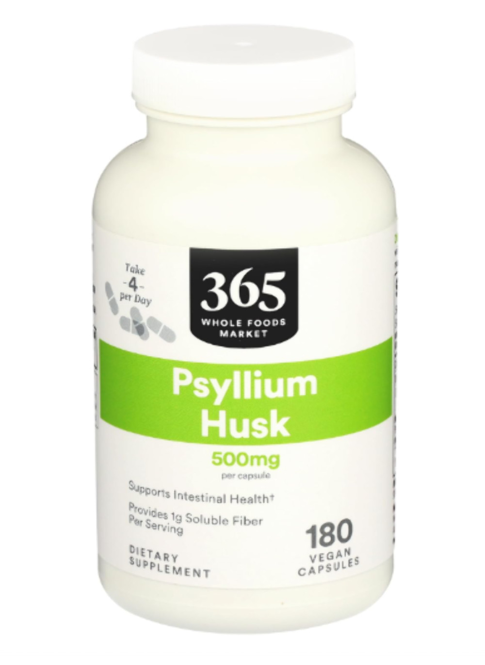 9/27 365 by Whole Foods Market, Psyllium Husks 500Mg, 180 Veg Capsules