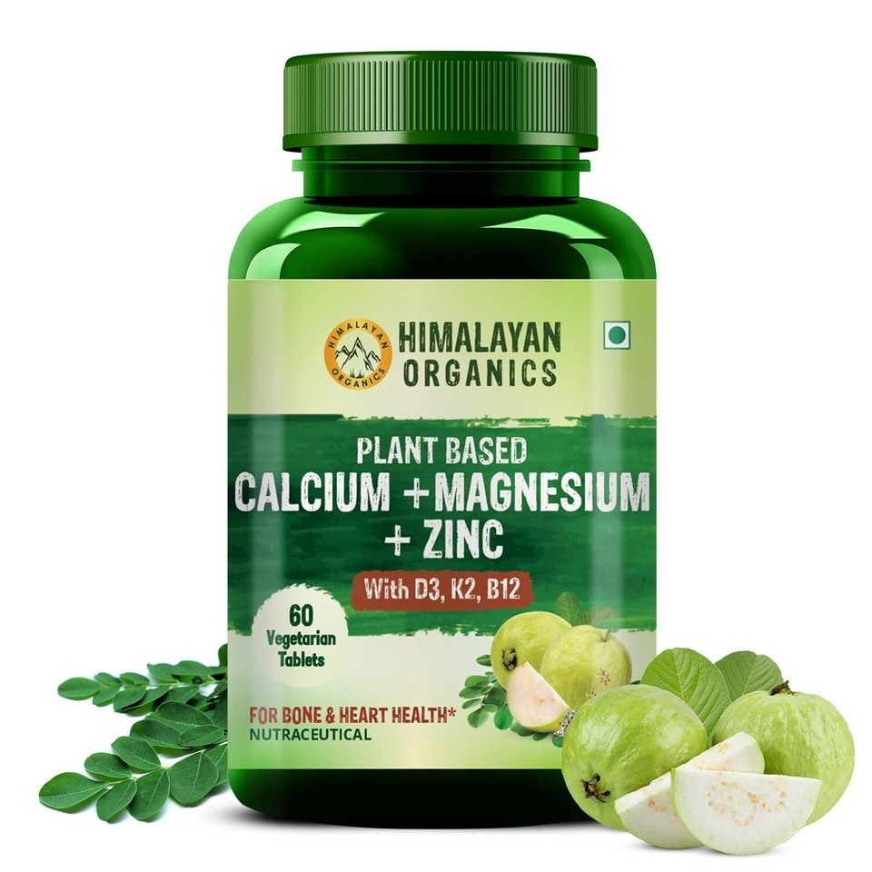 Himalayan Organics Plant Based Calcium Magnesium + Zinc – Vitamin D3+k2 – 120Cap
