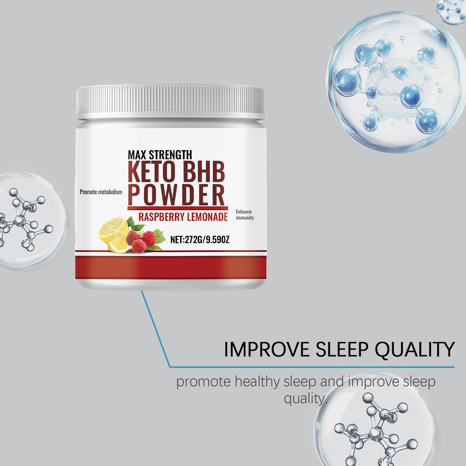 Keto BHB Powder Raspberry Lemonade 20 Servings Ketones Drink Energy Mix