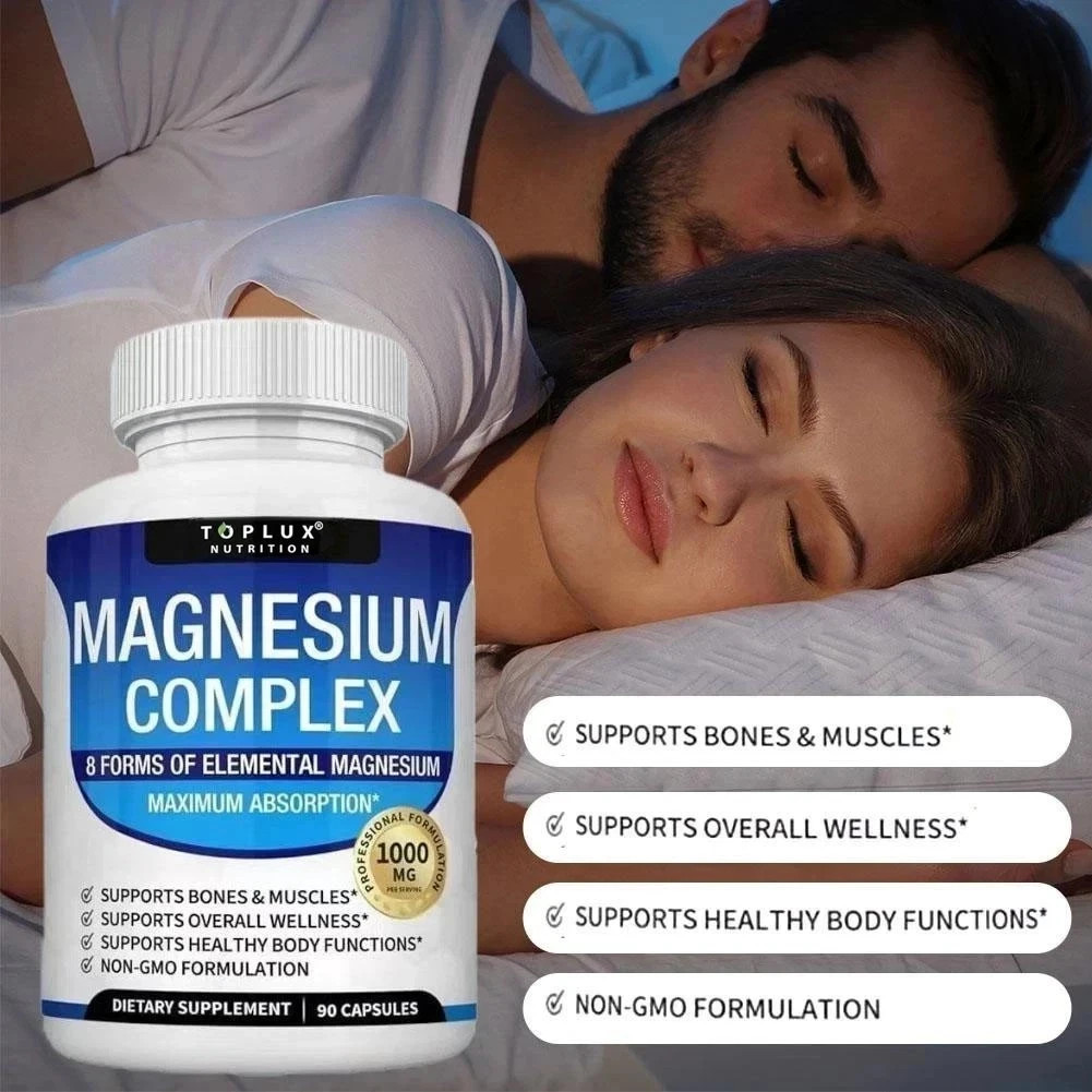 3PACK Toplux Nutrition Magnesium Formula 1000mg Assistances 8 Elemental Magnesiu