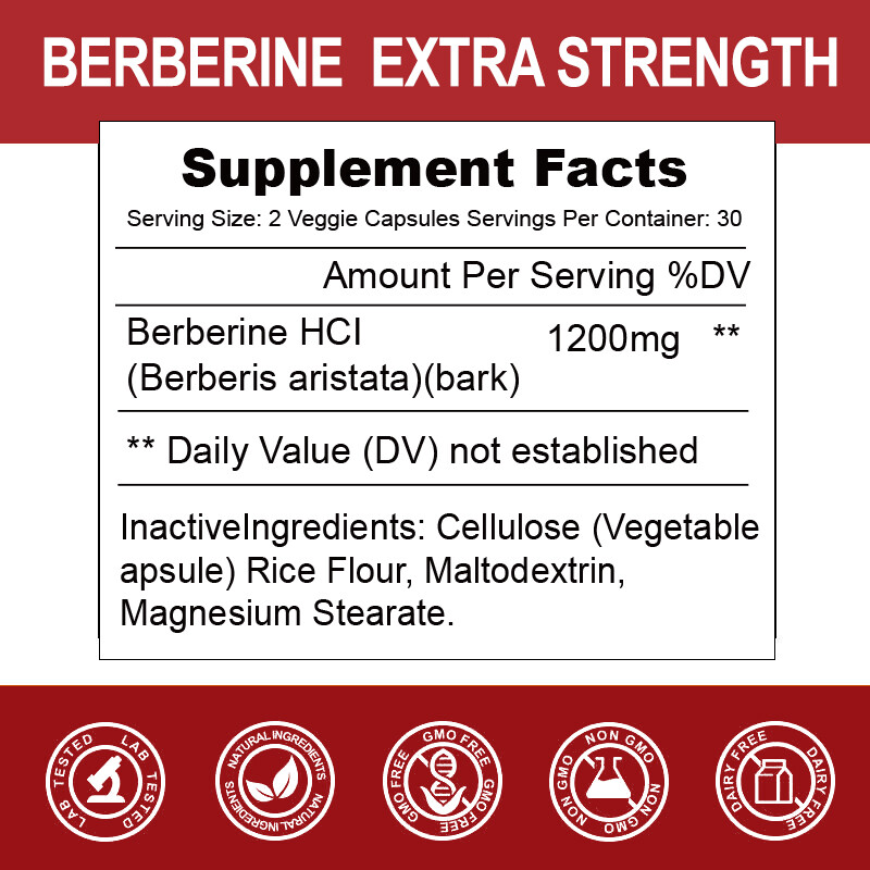 3 Packs Berberine 1200mg High Abosorption For Blood Sugar Immune 3 Months Supply