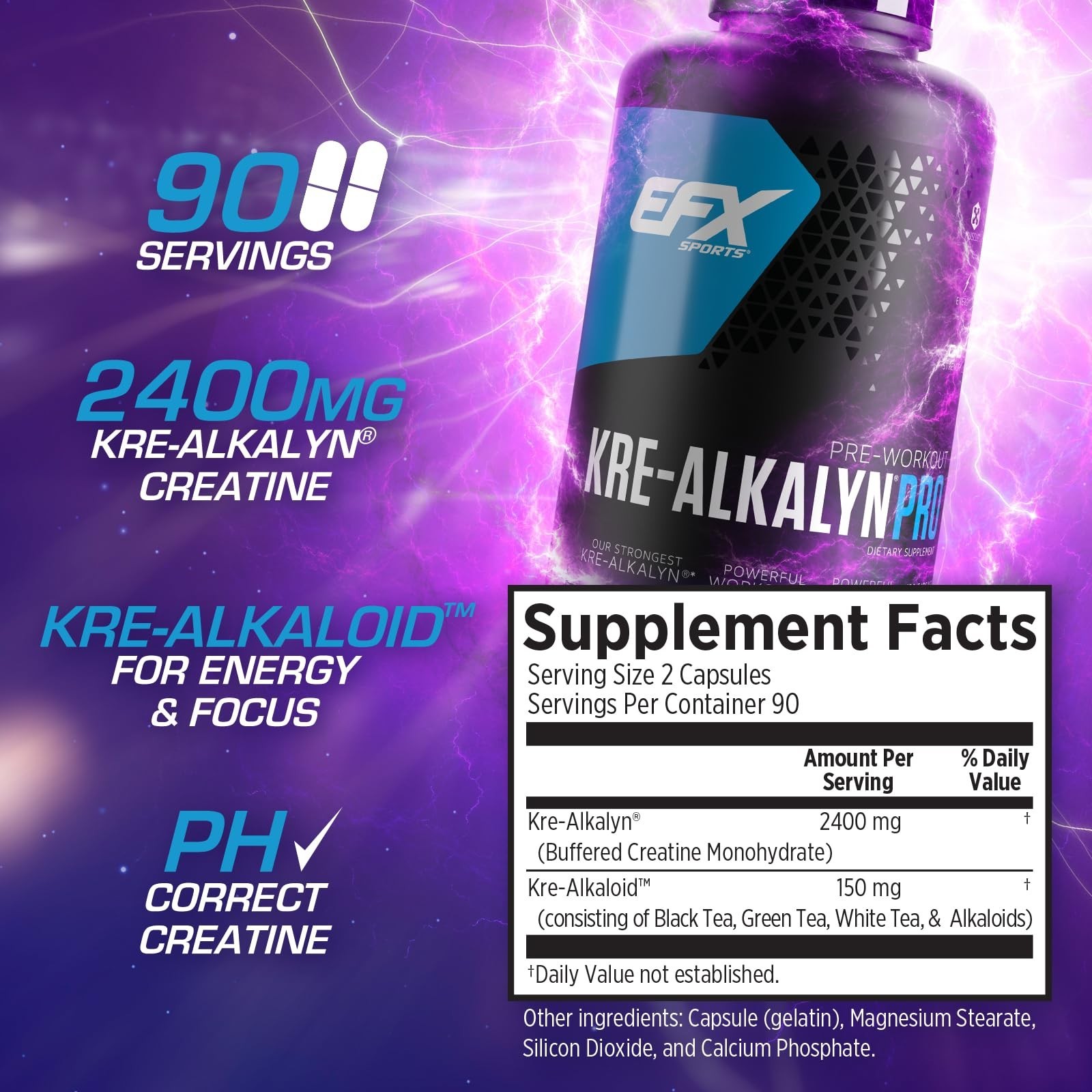 EFX Sports Kre-Alkalyn Pro 180 Count (Pack of 1)