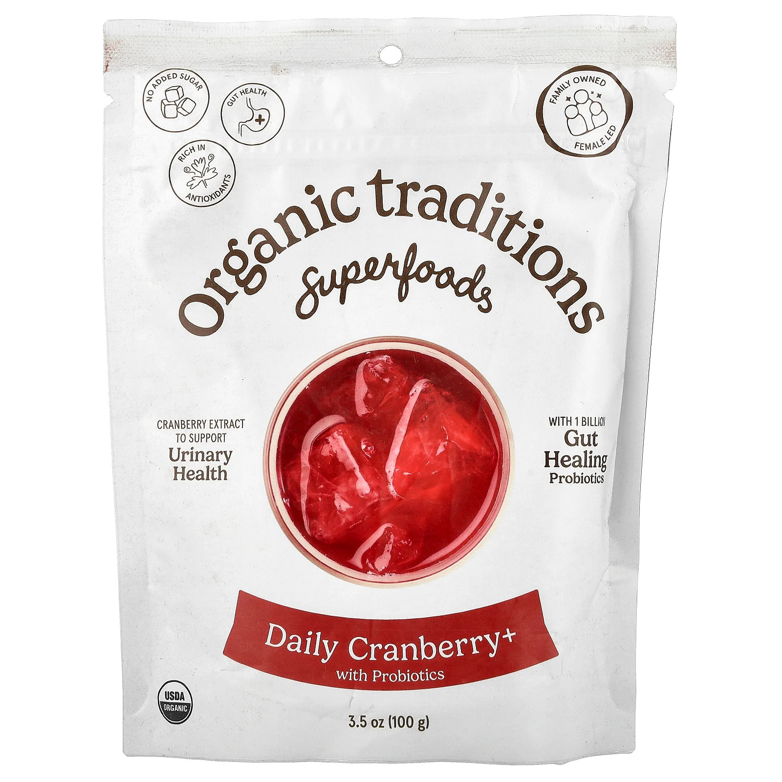 2 X Organic Traditions, Superfoods, Daily Cranberry+ with Probiotics, 3.5 oz (1