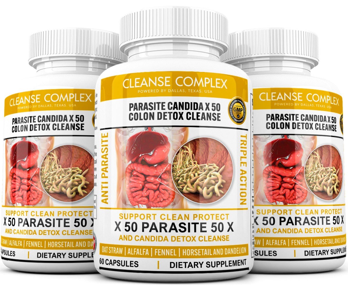 3 Bottles Colon Detox Cleanse Parasite Candida 180 Capsules Natural Herbal 50X
