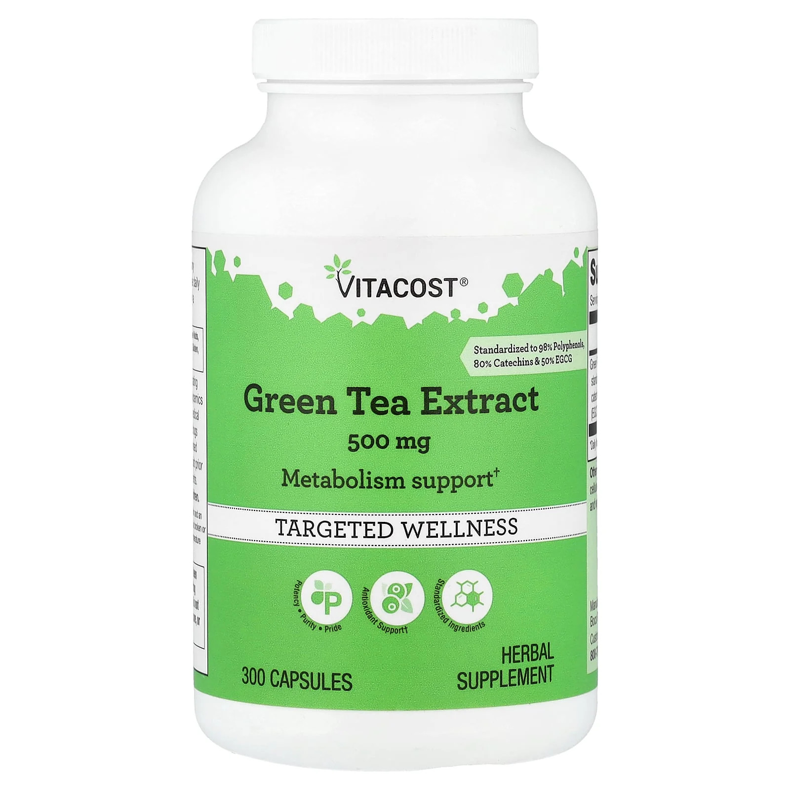 2 X Vitacost, Green Tea Extract, 500 mg, 300 Capsules