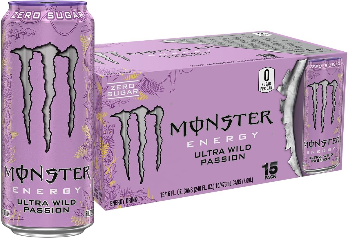 Energy Ultra Wild Passion, Sugar Free Energy Drink, 16 Ounce (Pack of 15)