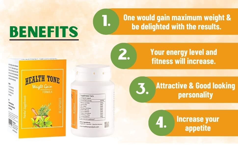 Health tone Herbal Weight Gain 90 Capsules ORIGINAL SEALED BOX