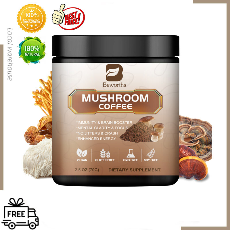 Mushroom Coffee Organic Lions Mane Reishi Chaga Immunity & Brain Booster 70g