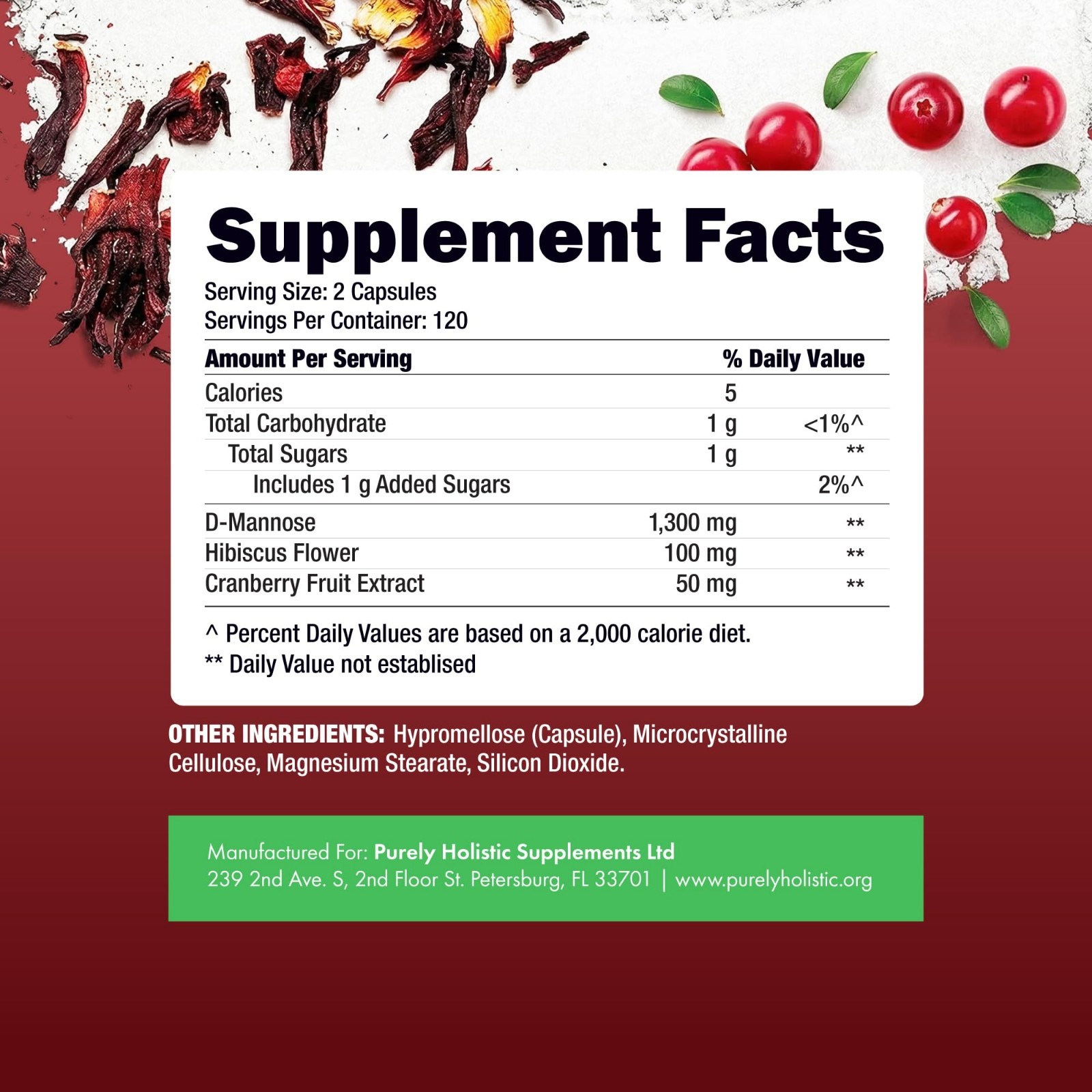 D-Mannose & Cranberry Capsules | Urinary Tract Support | 1300mg, 240 Ct, Non-GMO