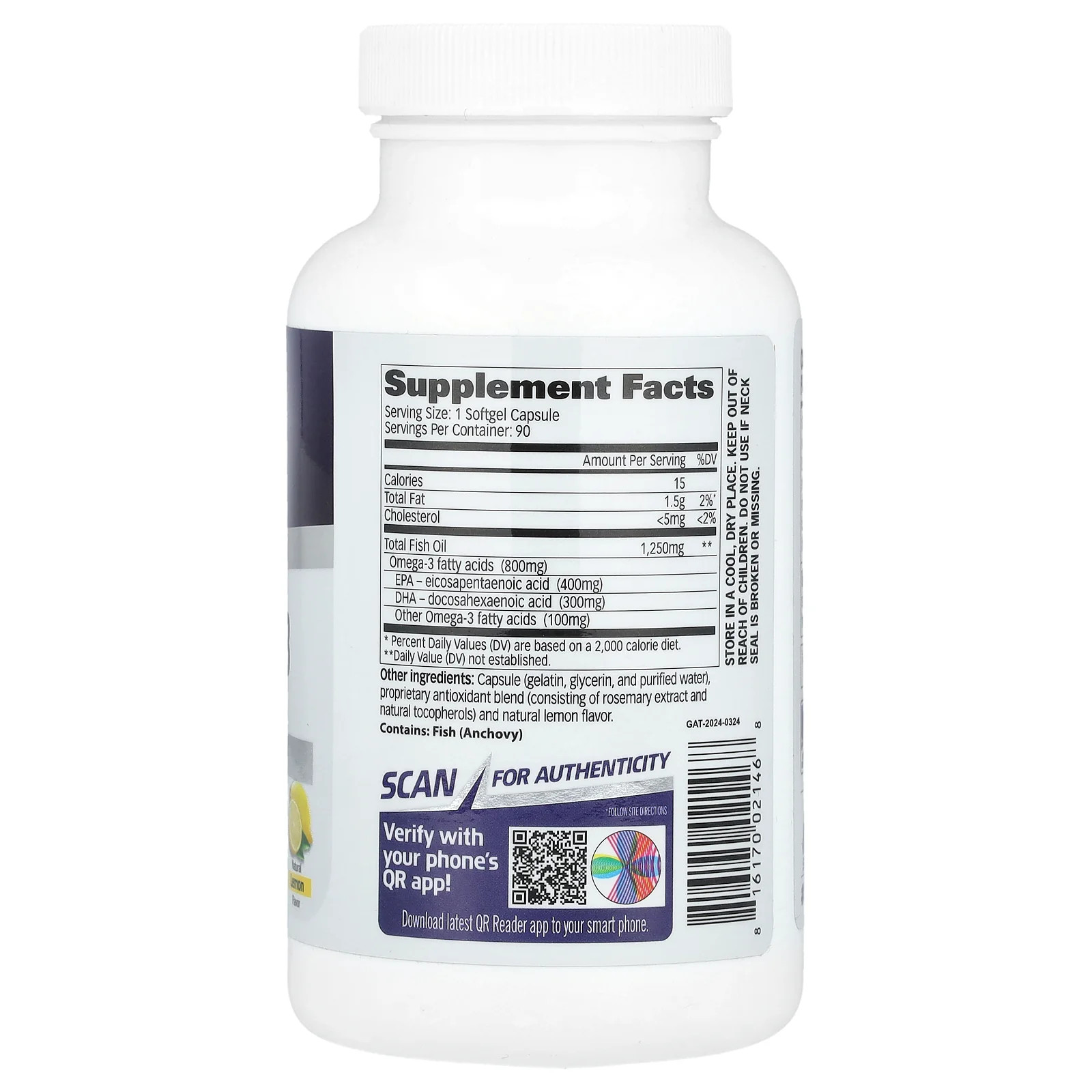 2 X GAT, Sport, Omega-3, Natural Lemon, 90 Softgels