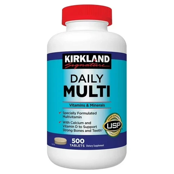 Kirkland Daily Multi, 500 Tablets, Multivitamin, With Calcium & Vitamin D, – USP