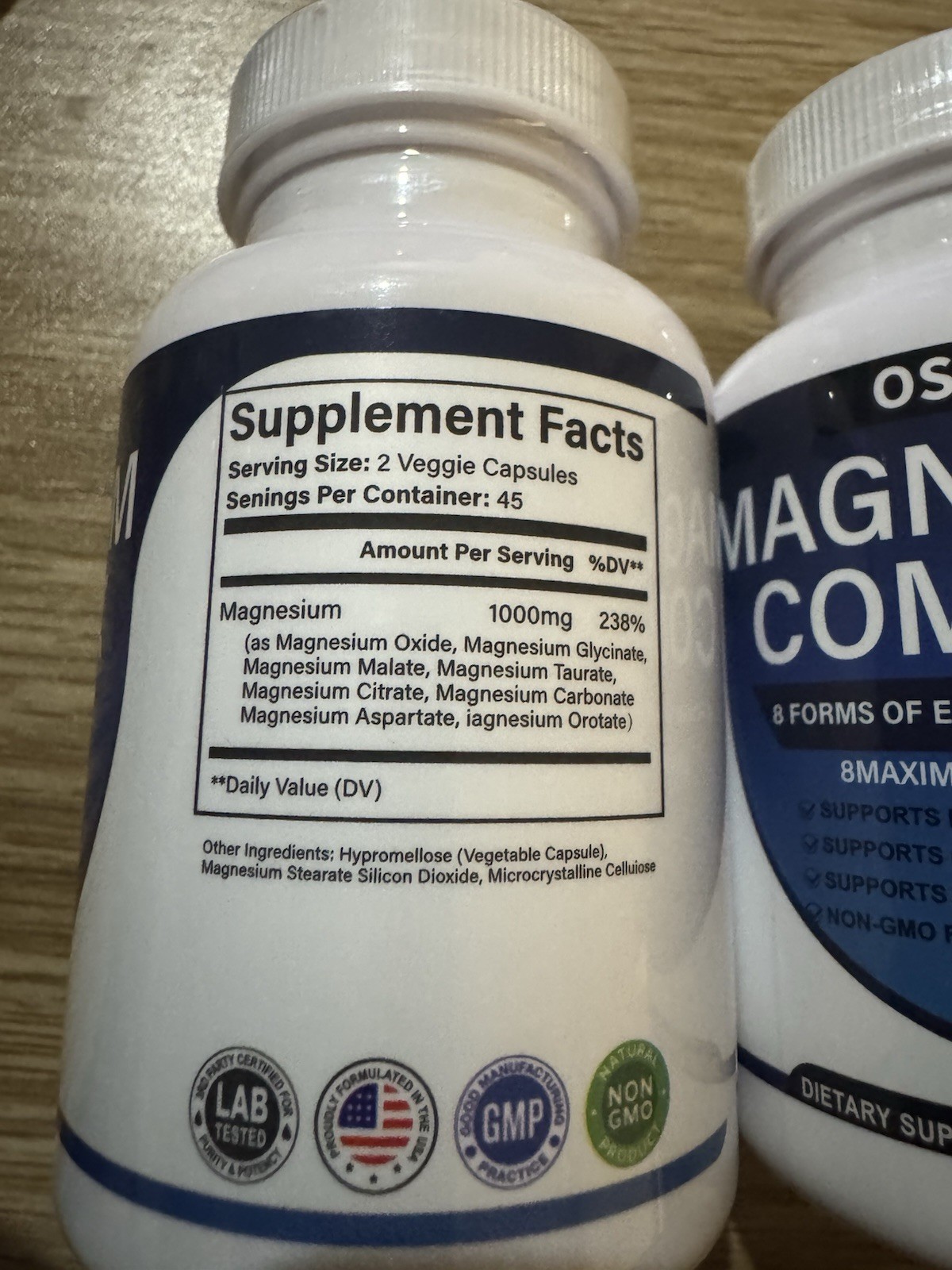 2Pack Magnesium complex supplement: 1000mg of 8-element magnesium, 180 Caps