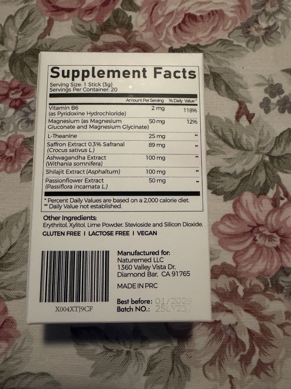 Gynable Saffron Supplements Calm Drink Mix Powder,7‑in‑1 Blend with 89mg Saffron