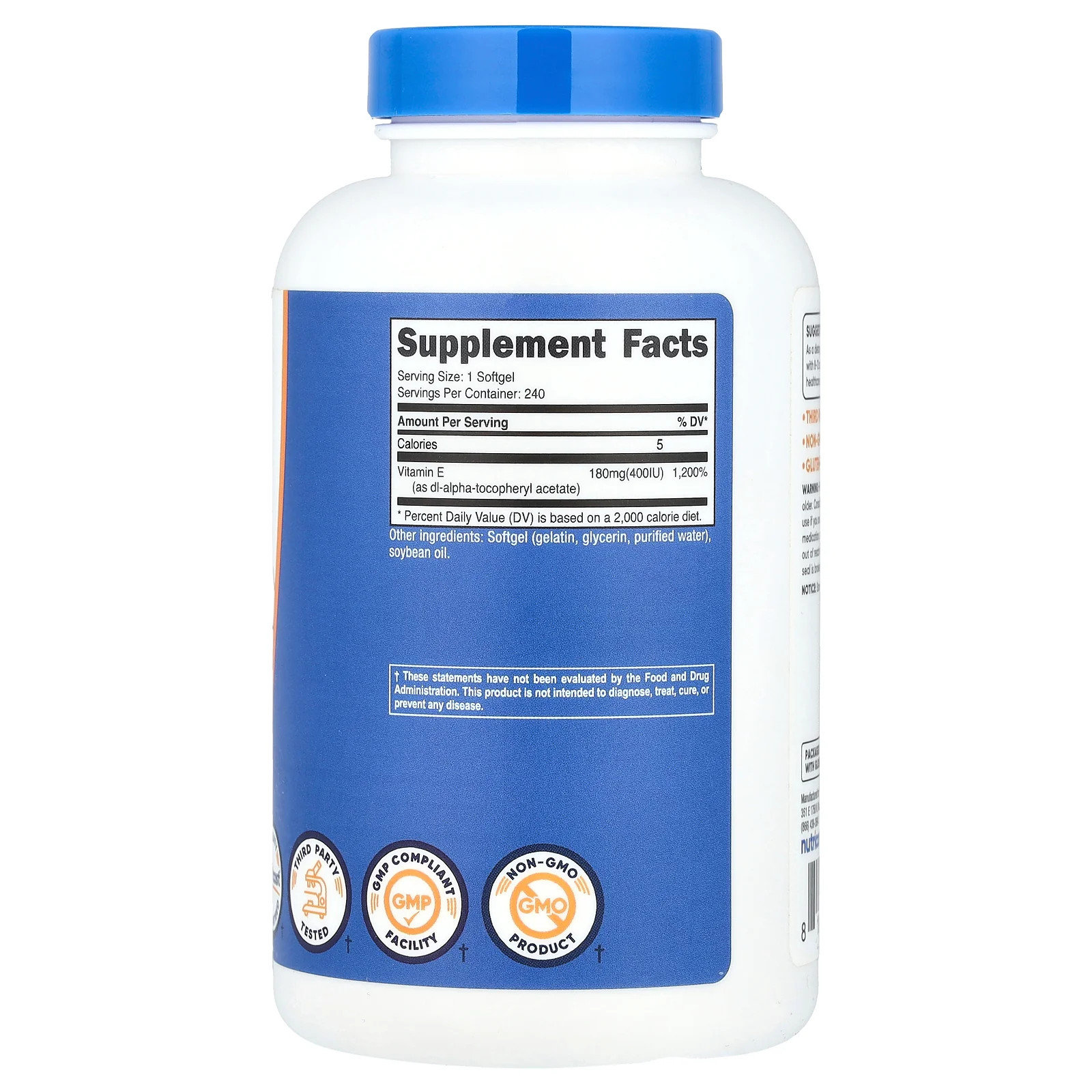 2 X Nutricost, Vitamin E, 180 mg (400 IU), 240 Softgels