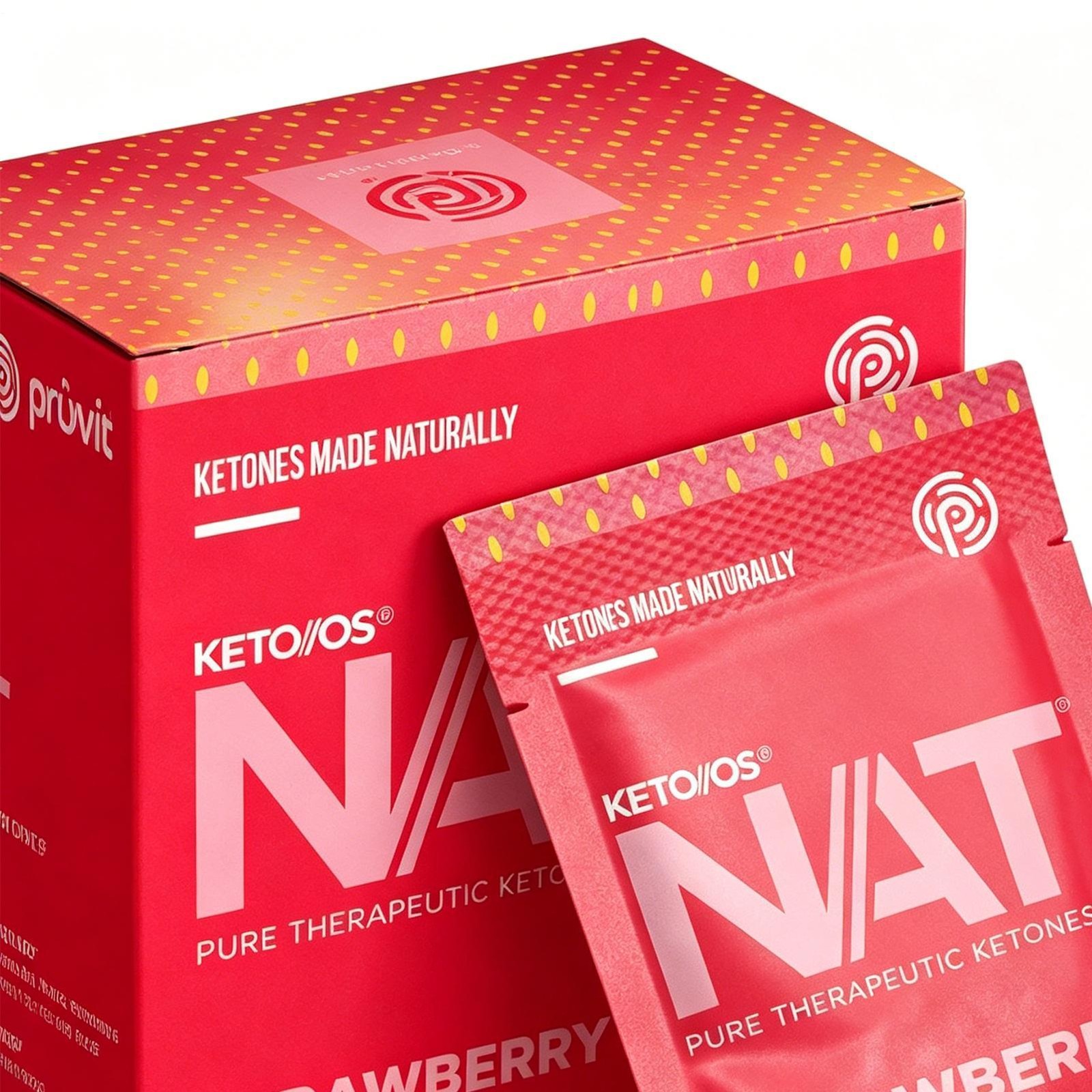 PRUVIT Ketone Drink Keto Nat STRAWBERRY PEACH Charged 20 Pack