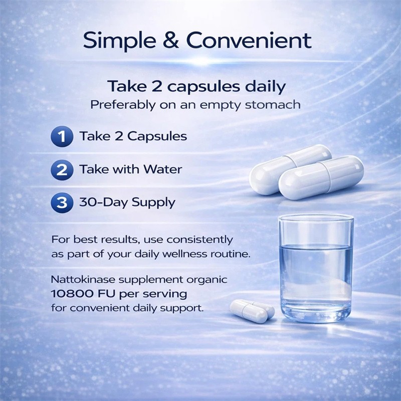 Quality Nattokinase Supplement – 10800 FU 60 Capsules Per Serving Heart Circulat