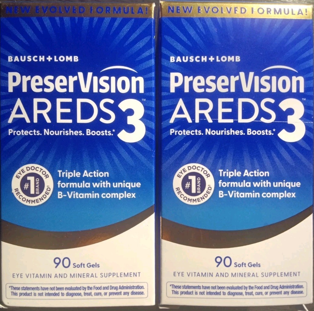 BAUSCH + LOMB PRESERVISION AREDS 3 EYE VITAMIN TRIPLE ACTION 90 X2 180 SOFT GELS