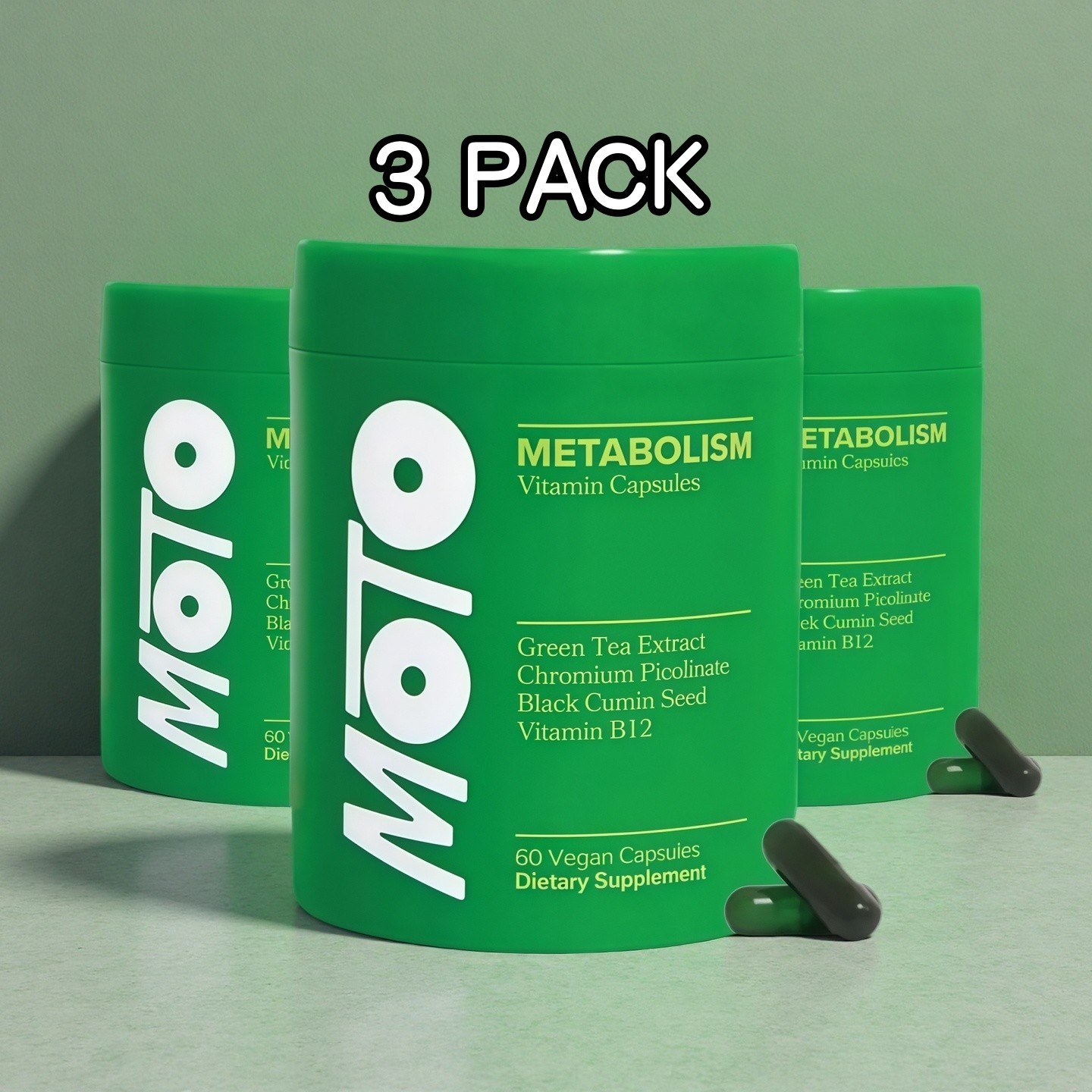 3 package MOTO Metabolism Capsules – Green Tea Extract, B12 Natural