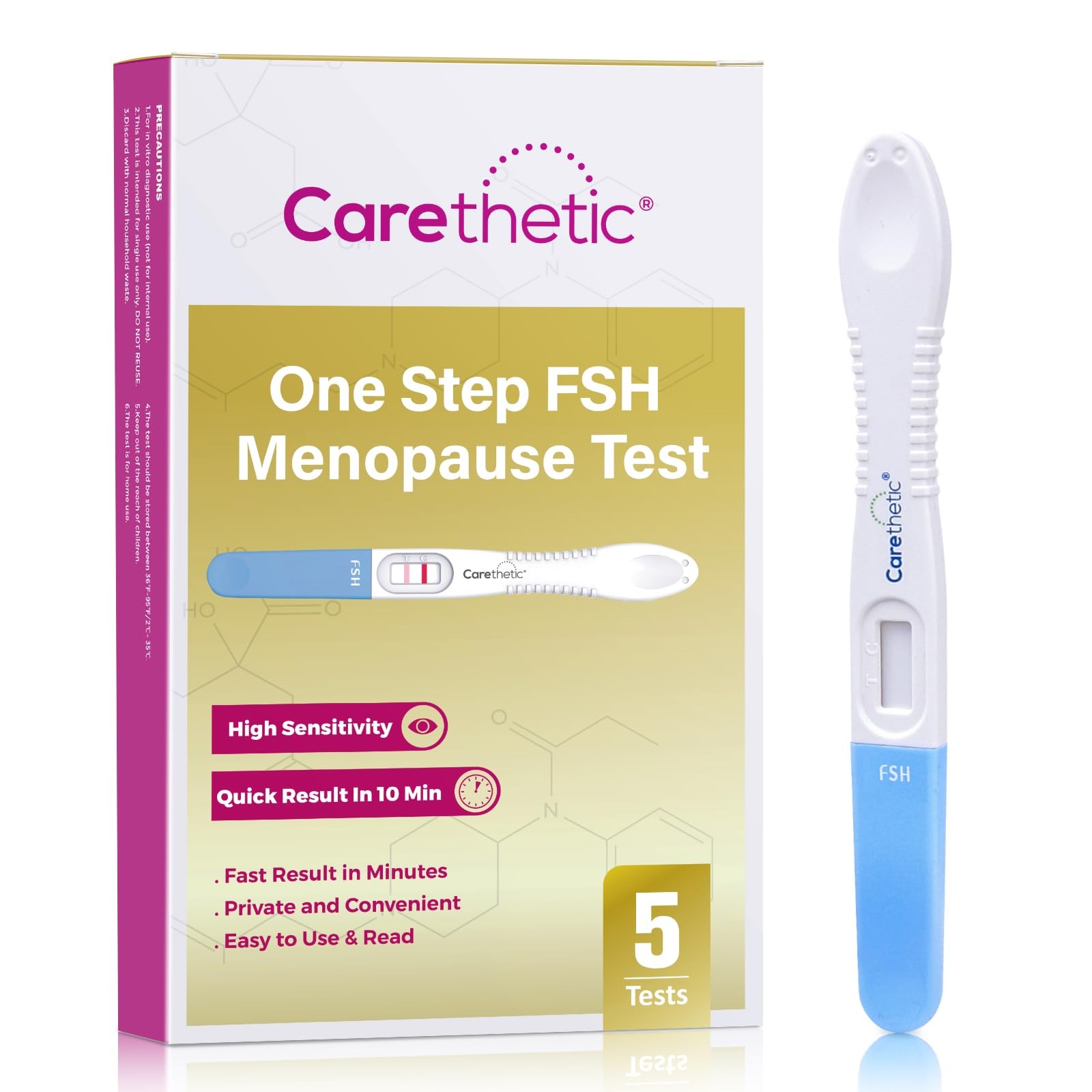5 Pack FSH Menopause Test Kit, Midstream, At-Home, High-Sensitivity Detection