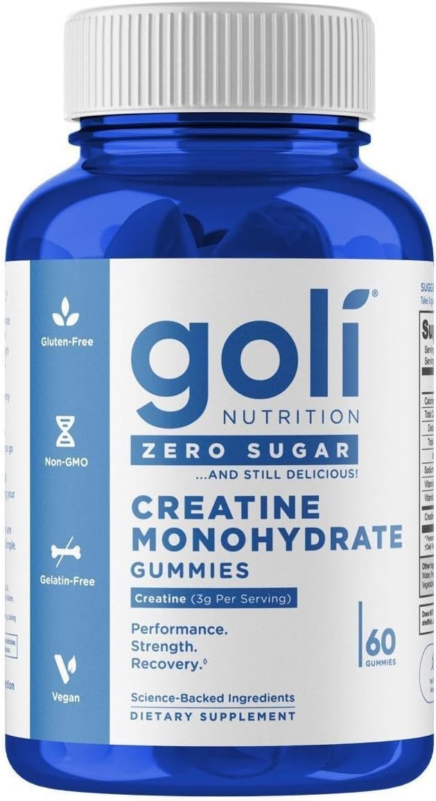 Goli Creatine Monohydrate Gummies 60 Count Zero Sugar Gluten-Free Exp 10/2027